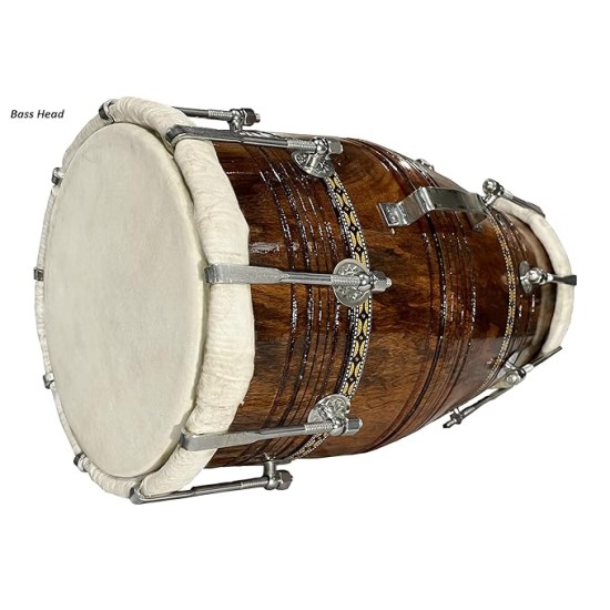 Gt Manufacturers Professional Bhajan Kirtan Dholak With Brown Glassy Glass Transparent Polish Wild Goat Skin Made Ring Fitting By Nut&Bold On Both Side By Gt Manufacturers Professional Bhajan Kirtan Dholak With Brown Glassy Glass Transparent Polish Wild Goat Skin Made Ring Fitting By Nut&Bold On Both Side By