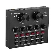 SOUNCE V8 plus Portable Audio Mixer Interface, Bluetooth Sound Card for Live Streaming/Recording/Podcast/Voice Change/Karaoke/Gaming/Singing with Sound Effects, 3.5mm Mic Jack for Guitar (V8 Black)