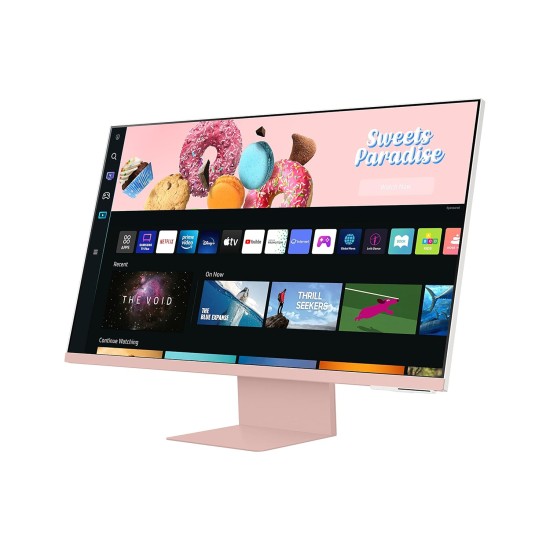 Samsung 32-inch(80cm) M8 4K UHD Smart Monitor, Wireless Webcam, Type-C, Smart TV apps, TV Plus, Office 365, Dex, Apple Airplay, BT, IOT, Speakers, Remote (LS32BM80PUWXXL, Pink)
