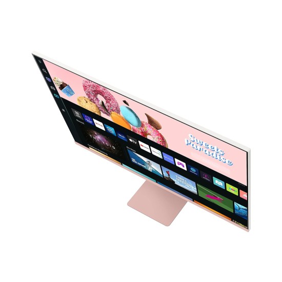 Samsung 32-inch(80cm) M8 4K UHD Smart Monitor, Wireless Webcam, Type-C, Smart TV apps, TV Plus, Office 365, Dex, Apple Airplay, BT, IOT, Speakers, Remote (LS32BM80PUWXXL, Pink)