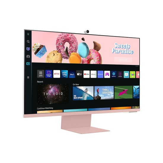 Samsung 32-inch(80cm) M8 4K UHD Smart Monitor, Wireless Webcam, Type-C, Smart TV apps, TV Plus, Office 365, Dex, Apple Airplay, BT, IOT, Speakers, Remote (LS32BM80PUWXXL, Pink)