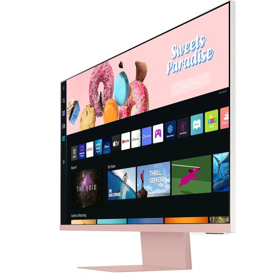 Samsung 32-inch(80cm) M8 4K UHD Smart Monitor, Wireless Webcam, Type-C, Smart TV apps, TV Plus, Office 365, Dex, Apple Airplay, BT, IOT, Speakers, Remote (LS32BM80PUWXXL, Pink)