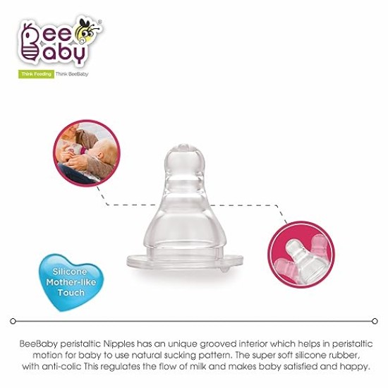 BeeBaby Basic Slim Neck Baby Feeding Bottle with Premium Anti Colic Silicone Nipple for New Born/Infant/Toddler/Babies, 100% BPA Free ((Pack of 2) 250 ML, Pink) BeeBaby Basic Slim Neck Baby Feeding Bottle with Premium Anti Colic Silicone Nipple for New Born/Infant/Toddler/Babies, 100% BPA Free ((Pack of 2) 250 ML, Pink)