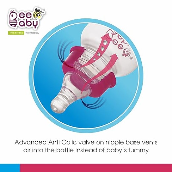 BeeBaby Basic Slim Neck Baby Feeding Bottle with Premium Anti Colic Silicone Nipple for New Born/Infant/Toddler/Babies, 100% BPA Free ((Pack of 2) 250 ML, Pink) BeeBaby Basic Slim Neck Baby Feeding Bottle with Premium Anti Colic Silicone Nipple for New Born/Infant/Toddler/Babies, 100% BPA Free ((Pack of 2) 250 ML, Pink)
