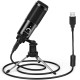 CEZO USB Microphone Condenser Microphnoe with Tripod Stand, USB Cable and Input Volume Control Knob, Cardioid Studio for Recording Streaming and YouTube Videos CompatibleWith PC & Laptop