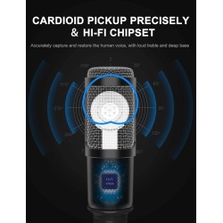 CEZO USB Microphone Condenser Microphnoe with Tripod Stand, USB Cable and Input Volume Control Knob, Cardioid Studio for Recording Streaming and YouTube Videos CompatibleWith PC & Laptop