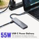 Verilux® USB C Hub,5 in 1 Type C Hub Portable Aluminum Multiport USB Adapter with 4K@30Hz HDMI Output,2.0/3.0 Ports,USB 55W PD Compatible with MacBook Pro/Air/M1,Dell XPS Devices