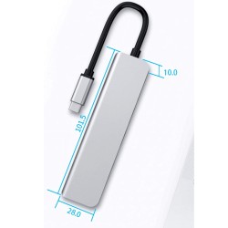 Verilux® USB C Hub,5 in 1 Type C Hub Portable Aluminum Multiport USB Adapter with 4K@30Hz HDMI Output,2.0/3.0 Ports,USB 55W PD Compatible with MacBook Pro/Air/M1,Dell XPS Devices