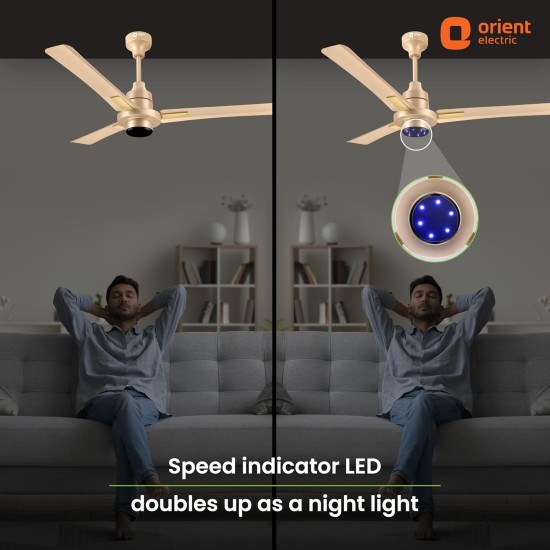 Orient Electric’s 1200mm I Tome Plus| BLDC energy saving ceiling fan | BEE 5-star rated | Ceiling fan with LED lights | Saves up to 50% on electricity bills | 3-year warranty | Topaz Gold, pack of 1 Orient Electric’s 1200mm I Tome Plus| BLDC energy saving ceiling fan | BEE 5-star rated | Ceiling fan with LED lights | Saves up to 50% on electricity bills | 3-year warranty | Topaz Gold, pack of 1