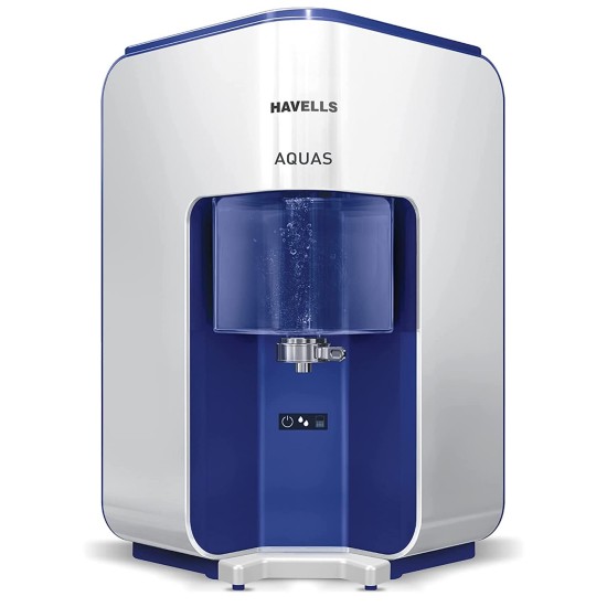 Havells AQUAS Water Purifier (White and Blue), RO+UF, Copper+Zinc+Minerals, 5 stage Purification, 7L Tank, Suitable for Borwell, Tanker & Municipal Water Havells AQUAS Water Purifier (White and Blue), RO+UF, Copper+Zinc+Minerals, 5 stage Purification, 7L Tank, Suitable for Borwell, Tanker & Municipal Water