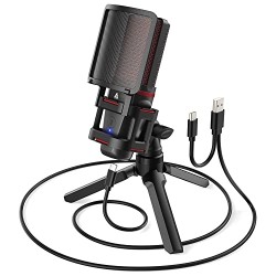 Audio Array AM-C6 USB Plug & Play Condenser Microphone Kit | with pop-Filter & Shock Mount | 3.5 mm No Latency Monitoring, Volume Control & Mute Button | Gaming, Podcasting & Streaming