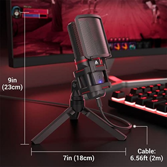 Audio Array AM-C6 USB Plug & Play Condenser Microphone Kit | with pop-Filter & Shock Mount | 3.5 mm No Latency Monitoring, Volume Control & Mute Button | Gaming, Podcasting & Streaming