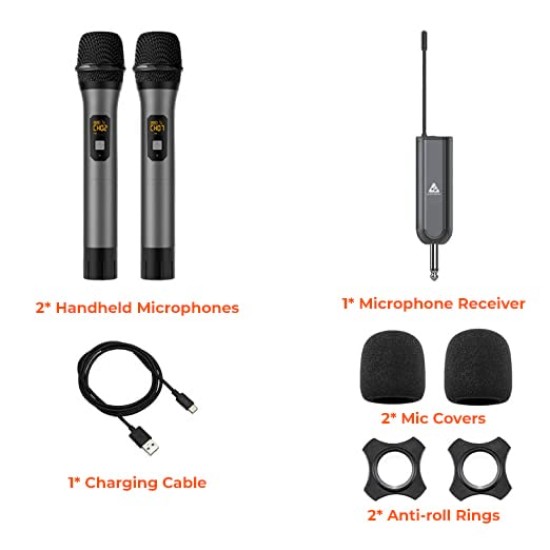Audio Array AM-W12 UHF Dual Wireless Premium Metal Microphones | 4+ Hours Receiver Battery Backup | Range up to 60M | Karaoke Singing, Wedding, DJ, Church | PA System, Amplifier, Mixer, Party Box, etc Audio Array AM-W12 UHF Dual Wireless Premium Metal Microphones | 4+ Hours Receiver Battery Backup | Range up to 60M | Karaoke Singing, Wedding, DJ, Church | PA System, Amplifier, Mixer, Party Box, etc