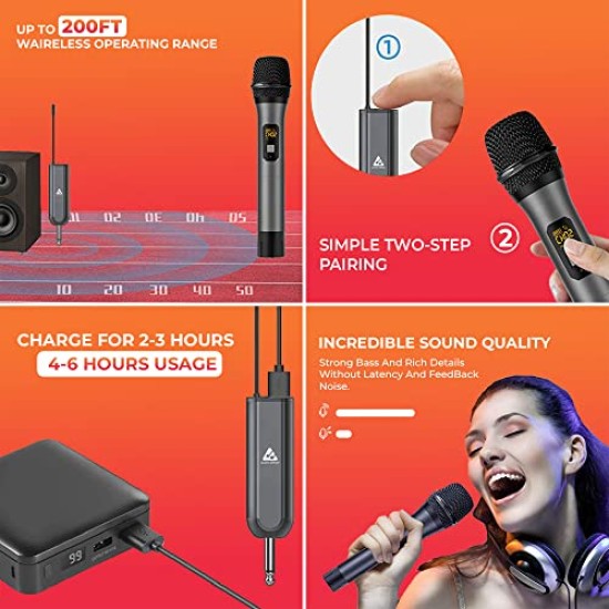 Audio Array AM-W12 UHF Dual Wireless Premium Metal Microphones | 4+ Hours Receiver Battery Backup | Range up to 60M | Karaoke Singing, Wedding, DJ, Church | PA System, Amplifier, Mixer, Party Box, etc Audio Array AM-W12 UHF Dual Wireless Premium Metal Microphones | 4+ Hours Receiver Battery Backup | Range up to 60M | Karaoke Singing, Wedding, DJ, Church | PA System, Amplifier, Mixer, Party Box, etc