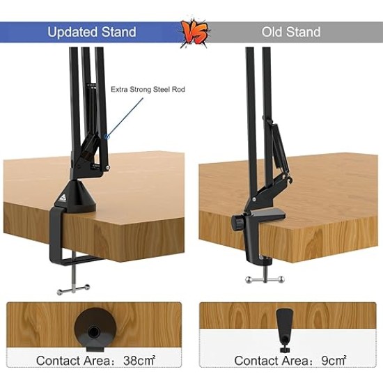 Audio Array AA-01 Suspension Boom Scissor Microphone Stand | Double Layer Mesh Pop Filter | Sturdy Boom Arm with 1.8kg Capacity | 5/8" to 3/8" Screw Adapter | Mic Holder | Mic Foam Cover | Cable Ties