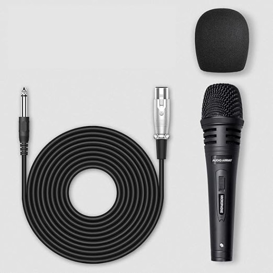 Audio Array AM-C3 XLR to TRS Dynamic Handheld Karaoke Microphone | Premium Metal Built with 3M Cable | Singing, Public Meetings, Studio Recording, Live Show, Party, Church, Wedding