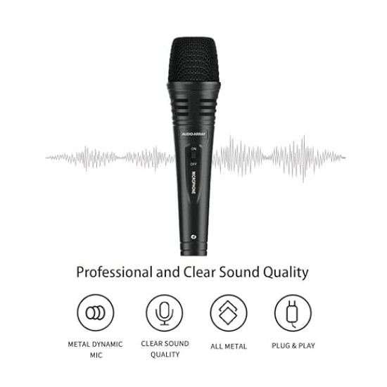 Audio Array AM-C3 XLR to TRS Dynamic Handheld Karaoke Microphone | Premium Metal Built with 3M Cable | Singing, Public Meetings, Studio Recording, Live Show, Party, Church, Wedding