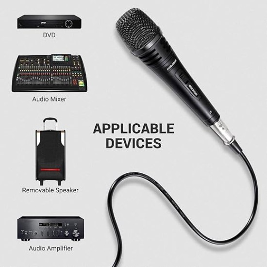 Audio Array AM-C3 XLR to TRS Dynamic Handheld Karaoke Microphone | Premium Metal Built with 3M Cable | Singing, Public Meetings, Studio Recording, Live Show, Party, Church, Wedding