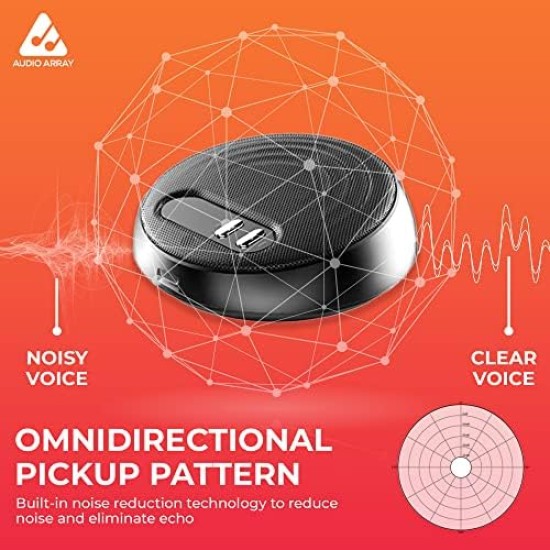 Audio Array AM-C10 USB Plug & Play Conference Microphone with Speaker | Omni Directional Pickup Upto 4M | Speaker and Mic Mute Buttons | Volume Control & Mute Button | Ideal for Meeting & Video Call