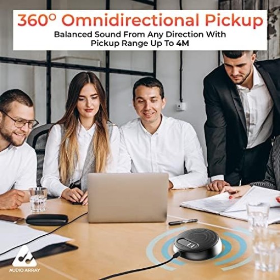 Audio Array AM-C10 USB Plug & Play Conference Microphone with Speaker | Omni Directional Pickup Upto 4M | Speaker and Mic Mute Buttons | Volume Control & Mute Button | Ideal for Meeting & Video Call