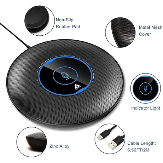 Audio Array AM-C5 USB Plug & Play Conference Mic for Mac OS & Windows | Conference, Recording, Skype, Online Class with Range Upto 5M | One Touch Mute Button & Light Indicator (NOT A Speaker)