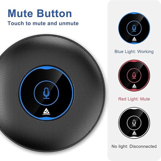 Audio Array AM-C5 USB Plug & Play Conference Mic for Mac OS & Windows | Conference, Recording, Skype, Online Class with Range Upto 5M | One Touch Mute Button & Light Indicator (NOT A Speaker)