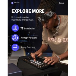 Donner DMK25 Pro MIDI Keyboard Controller, 25 Mini Key Portable USB-C MIDI Keyboard with 8 Drum Pads, OLED Display, Personalized Touch Bar, Music Production Software and 40 Free Courses Donner DMK25 Pro MIDI Keyboard Controller, 25 Mini Key Portable USB-C MIDI Keyboard with 8 Drum Pads, OLED Display, Personalized Touch Bar, Music Production Software and 40 Free Courses