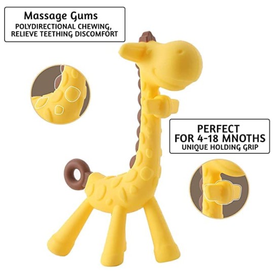 BabyGo Baby Silicone teether Giraffe Teething Toys Hand Chewing Soother Toddler for Baby (Yellow)… BabyGo Baby Silicone teether Giraffe Teething Toys Hand Chewing Soother Toddler for Baby (Yellow)…