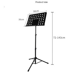 Techtest Music Stand for Notes Height & Angle Adjustable Orchestral Stand Conductor Sheet Stand and Music Sheet Clip Holder Notation Stand for Singers Lyrics Stand Folding Musical Instruments