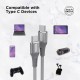 Lenovo USB C to Type-C Tangle-free Aramid fiber braided 1.2m cable with Fast PD charging(upto 100W support) & 480 MBPS data transmission, certified 10000+ bend lifespan, Metallic Grey Lenovo USB C to Type-C Tangle-free Aramid fiber braided 1.2m cable with Fast PD charging(upto 100W support) & 480 MBPS data transmission, certified 10000+ bend lifespan, Metallic Grey