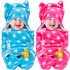 OYO BABY 3-in-1 Hooded Baby Blanket Wrapper - Pack of 2 (Star Pink and Blue) Towel for Baby Boy and Girl | All Season Soft Swaddle | 0-6 Months | Nursing Baby Gifts | Bath Robe