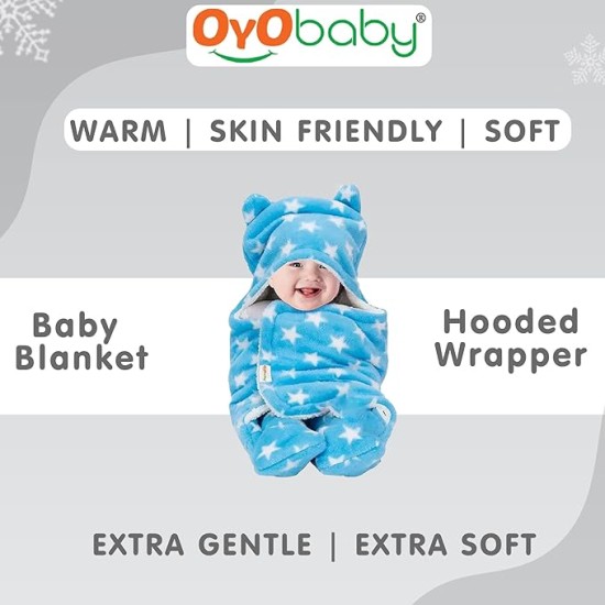OYO BABY 3-in-1 Hooded Baby Blanket Wrapper - Pack of 2 (Star Pink and Blue) Towel for Baby Boy and Girl | All Season Soft Swaddle | 0-6 Months | Nursing Baby Gifts | Bath Robe OYO BABY 3-in-1 Hooded Baby Blanket Wrapper - Pack of 2 (Star Pink and Blue) Towel for Baby Boy and Girl | All Season Soft Swaddle | 0-6 Months | Nursing Baby Gifts | Bath Robe
