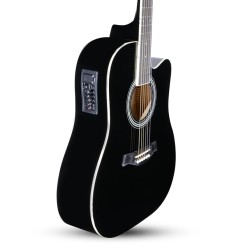 Juarez JRB41C/BK-EQ 41 Inch Acoustic Guitar Kit with Truss Rod, Solid Linden Wood, Ziko Strings, Pearl Rosette, Rosewood Fretboard & Bridge, Die Cast Machine with Picks, Strap, Strings & Bag Black