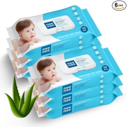 Mee Mee Soft Gentle Baby Wet Wipes (72 Wipes) Pack of 6 | Infused with Aloe Vera and Vitamin E | Paraben & Sulphate Free | Cleansing Wipes | Wipes Combo for Babies