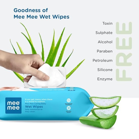 Mee Mee Soft Gentle Baby Wet Wipes (72 Wipes) Pack of 6 | Infused with Aloe Vera and Vitamin E | Paraben & Sulphate Free | Cleansing Wipes | Wipes Combo for Babies