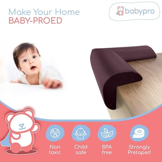 BabyPro BabyProofing Corner Guards (12mm, Pack of 8) with Strong Adhesive Tape by Certified Professional Childproofer for Covering Sharp Edges & Corners of Bed, Table & Furniture (Brown) BabyPro BabyProofing Corner Guards (12mm, Pack of 8) with Strong Adhesive Tape by Certified Professional Childproofer for Covering Sharp Edges & Corners of Bed, Table & Furniture (Brown)