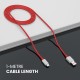 Portronics Konnect Dash 2 Unbreakable 6.5A 65w USB A to Type C VOOC Flash Charging Cable Design for OnePlus,Oppo(Red)