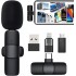 4 in 1 K8 Wireless Microphone, Digital Mini Portable Recording Clip Mic with Receiver for All Type-C, Micro USB, Lightning i OS Mobile Phones Camera Laptop for Vlogging YouTube Online Class, Zoom Call
