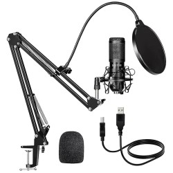 BESTOR® Professional USB Condenser Microphone Kit Podcast Mic with Boom Arm Microphone with Stand | 192kHZ/24bit Professional PC Streaming Podcast Cardioid Microphone Kit (USB)