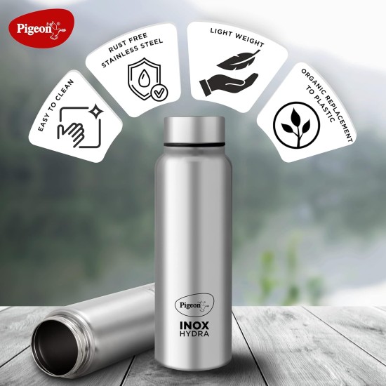 Pigeon by Stovekraft Inox Hydra Plus Stainless Steel Drinking Water Bottle 700 ml - Silver (1 year Warranty)