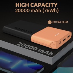 Duracell 20000 MAH Slimmest Power Bank with 1 Type C PD and 2 USB A Port, 22.5W Fast Charging Portable Charger to Charges 3 Devices Simultaneously for iPhones, Android Phones, Smart Watches & More Duracell 20000 MAH Slimmest Power Bank with 1 Type C PD and 2 USB A Port, 22.5W Fast Charging Portable Charger to Charges 3 Devices Simultaneously for iPhones, Android Phones, Smart Watches & More