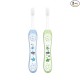 Chicco Baby Manual Toothbrush For Infants (6M-36M), Set Of 2|Extra Soft Tapered Bristles Ideal For Milk Teeth|Bpa Free (Blue, Green)