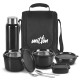 Milton Pro Lunch Tiffin (3 Microwave Safe Inner Steel Containers, 180/320/450 ml; 1 Plastic Chutney Dabba,100 ml; 1 Aqua Steel Bottle, 750 ml, Steel Spoon and Fork) With Insulated Fabric Jacket, Black Milton Pro Lunch Tiffin (3 Microwave Safe Inner Steel Containers, 180/320/450 ml; 1 Plastic Chutney Dabba,100 ml; 1 Aqua Steel Bottle, 750 ml, Steel Spoon and Fork) With Insulated Fabric Jacket, Black