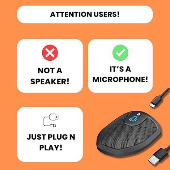 Audio Array AM-C28 USB Plug & Play Conference Microphone | Omni Directional Pickup Upto 3M | Mic Mute Button | No Drivers Condenser USB Type-C | Ideal for Meetings & Video Calling (Not a Speaker) Audio Array AM-C28 USB Plug & Play Conference Microphone | Omni Directional Pickup Upto 3M | Mic Mute Button | No Drivers Condenser USB Type-C | Ideal for Meetings & Video Calling (Not a Speaker)