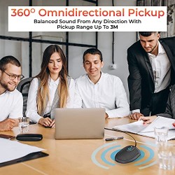 Audio Array AM-C28 USB Plug & Play Conference Microphone | Omni Directional Pickup Upto 3M | Mic Mute Button | No Drivers Condenser USB Type-C | Ideal for Meetings & Video Calling (Not a Speaker)