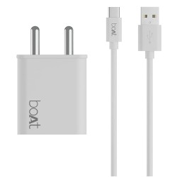 boAt WCDV 22.5W Dual Port Charger with 22.5W Power Delivery Support & 18W Quick Charge 3.0, Smart IC Protection, Auto Detection for Samsung, Xiaomi & Android Users with Type A to Type C Cable(White)
