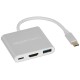 Compact Extension Adapter 3 in 1 Type C USB Hub, HD 4K HDMI with PD Charging, USB 3.0, Compact Extension Adapter, Aluminium Case (Grey)