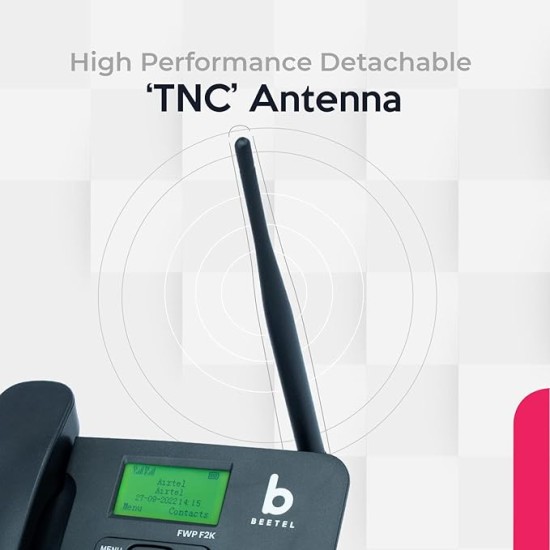 Beetel F2K GSM Fixed Wireless Phone, LCD Display, Supports Quad Band, Dual Sim, Hotline with Keypad Lock, Alarm, Calculator, Calendar, Low Battery Alert, Two-Way Speaker, 4 Direct Memory Keys (Black)