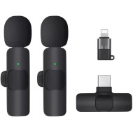 Careflection Microfone de lapela sem fio duplo K9 Plug and Play, sem necessidade de aplicativo e microfone de colarinho Bluetooth para todos os dispositivos iPhone, iPad, Mac para YouTube, transmissão