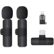 Careflection Microfone de lapela sem fio duplo K9 Plug and Play, sem necessidade de aplicativo e microfone de colarinho Bluetooth para todos os dispositivos iPhone, iPad, Mac para YouTube, transmissão